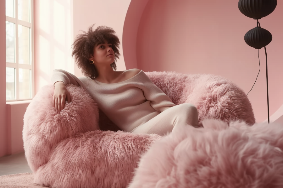 pink two seater sofa